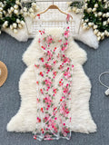 Enchanted Garden Embroidered Sheer Maxi Dress