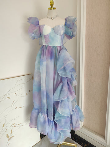 Short Sleeves Ruffle Color A Line Homecoming Dress