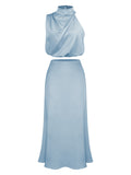 Azure Flow Grecian Party Dress