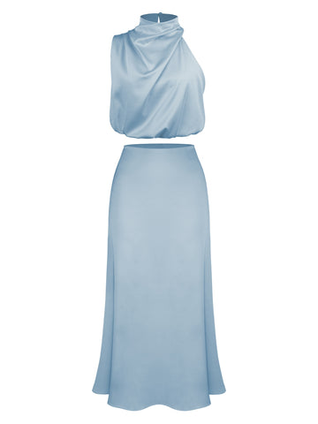 Azure Flow Grecian Party Dress S / Blue Azure Flow Grecian Party Dress S / Blue