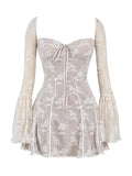 Vintage Elegance Sheer Lace Mini Dress