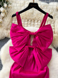 Bold Bows Figure-Hugging Pink Mini Dress