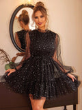 Galactic Glamour Black Sequined Mini Dress