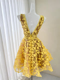 Mustard Lace Delight Yellow Mini Dress