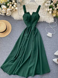 Deep Verdant Statement Neckline Maxi Dress