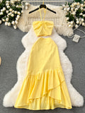 Cheerful Summer Tiered Skirt Midi Dress