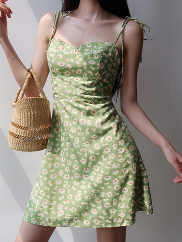 Playful Daisy-Adorned Mini Dress