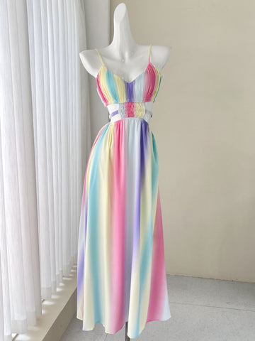 Colorful Rainbow Comfortable Maxi Beach Dress