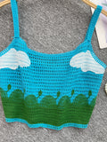 Summer Breeze Crocheted Blue and Green Tank