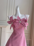 Spaghetti Straps A Line Pink Flowers Homecoming Dress