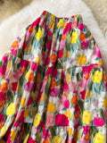 Vivid Blossom Tiered Maxi Skirt