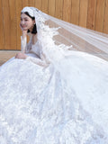 Lace Ball Gown Jewel Long Sleeve Wedding Dress