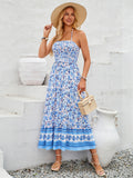 Floral Blue Maxi Chiffon Print  Dress