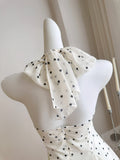 Elegant Polka Dot Halter Neck Dress