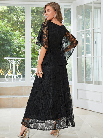 Butterfly Sleeve Lace A-line Bridesmaid Dress M / Pink Butterfly Sleeve Lace A-line Bridesmaid Dress M / Pink