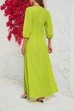 Green V Neck Long Buttoned Casual Maxi Dress
