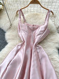 Chic Light Pink Satin Maxi Dress