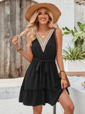 Versatile Black Tiered Skirt Summer Dress