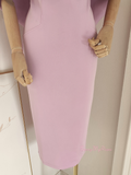 Satin Sheath Column Pink Off The Shoulder Homecoming Dress