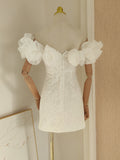 White Ruffles Short Mini Off The Shoulder Homecoming Dress