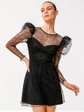 Contemporary Sheer Puffed Sleeve Party Dress