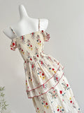 Tie Front Fluttery Sleeves Asymmetric Floral Maxi Dress