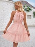 Pink Boho Halter Summer Dress