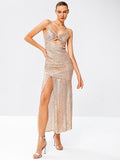 Lavish Bodice Cutout Twilight Sequin Gown