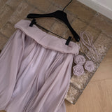 Light Purple Bubble Hem Rose Decorated Halter Dress
