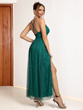 Green Mystic Dazzle High-Slit Prom Dress