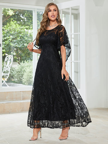 Butterfly Sleeve Lace A-line Bridesmaid Dress M / Pink Butterfly Sleeve Lace A-line Bridesmaid Dress M / Pink