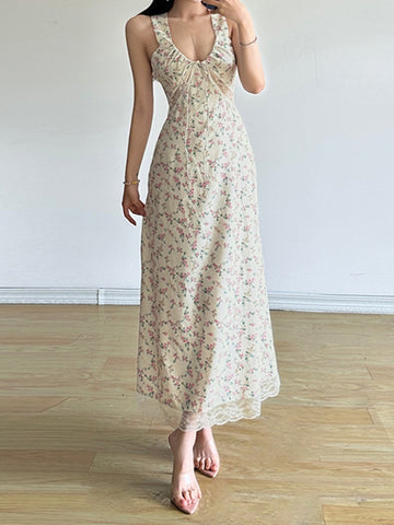 Charming Garden Party Lace Edged Maxi Dress