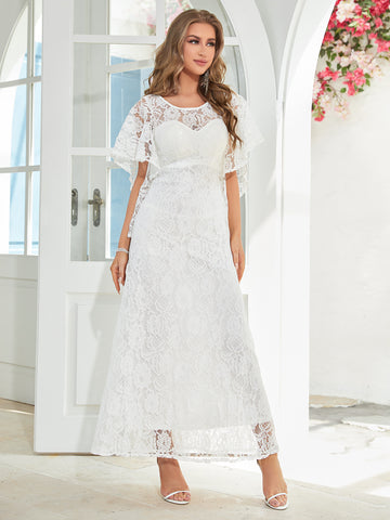 Butterfly Sleeve Lace A-line Bridesmaid Dress M / Pink Butterfly Sleeve Lace A-line Bridesmaid Dress M / Pink