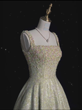 Sparkle Sequin A Line Floral Prom Dress