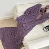 Bishop Sleeves Sheer Lace Mermaid Dress