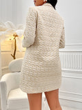 Long Sleeves Beige Blazer Belted Dress