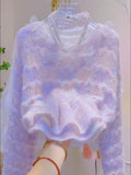 Butterfly Layered Ruffles Soft Pastel Knitwear