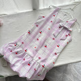 Ruffled Hem Pink Gingham One Shoulder Dress