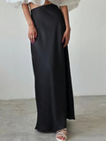 Satin Elegance White Maxi Skirt