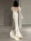 Spandex Satin Trumpet Mermaid Long Sleeve Wedding Dress