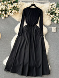 Elegant Black Long Sleeve Timeless Maxi Dress