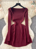 Burgundy Bliss A-Line Knit Dress