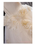 Mermaid Satin & Tulle Flowers Pleats Wedding Dress