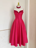 A Line Ankle Length Velvet Satin Sweetheart Homecoming Dress