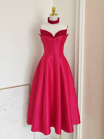 A Line Ankle Length Velvet Satin Sweetheart Homecoming Dress