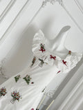 Ruffled Lace Bow Charming White Mini Dress