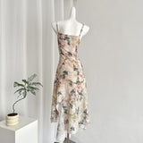 Asymmetrical Hemline Floral Patterned Dress