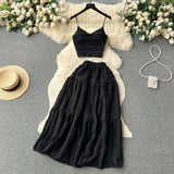 Elegant Springtime Crop Top and Tiered Skirt Set