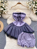 Lilac Ruffle Dress with Cozy Bloomers