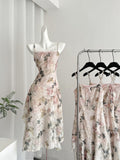 Asymmetrical Hemline Floral Patterned Dress